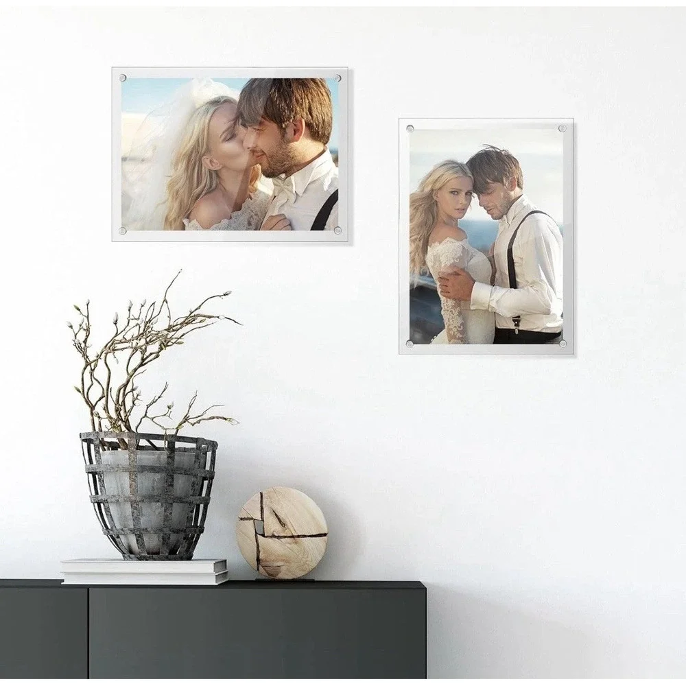 NIUBEE Frame 8.5 x 12 in Wall Acrylic Floating Picture Clear Frameless Display